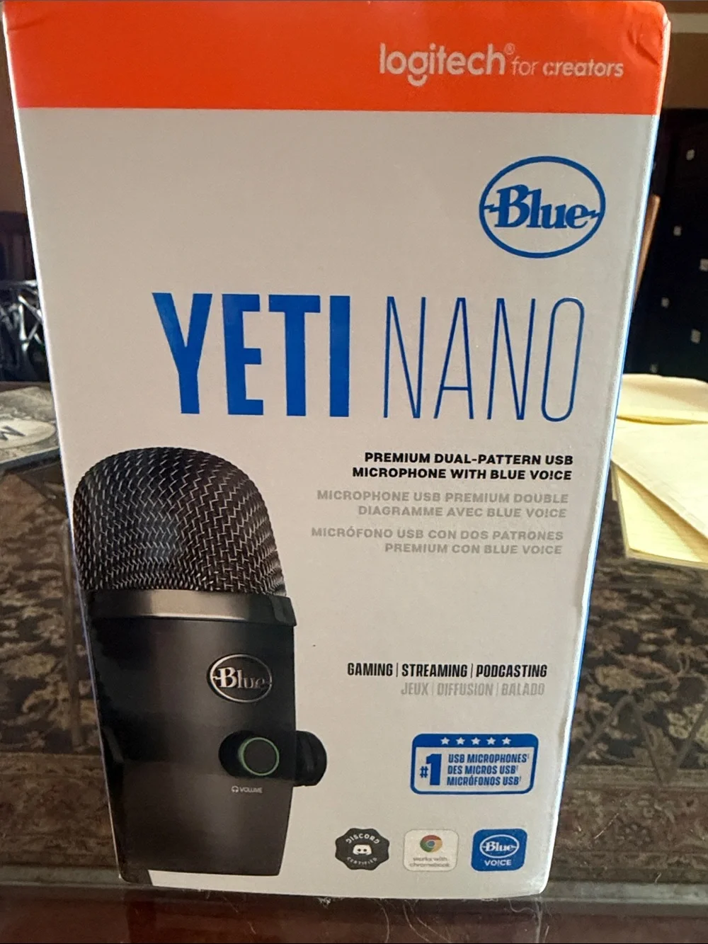 Logitech Blue Yeti Nano USB Microphone — Black with Blue and Green Accents- NIB